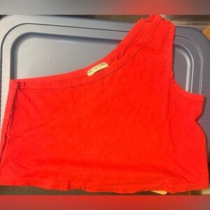 We The Free Sunny One-Shoulder Tank XL Valiant Poppy NWOT PTP 20”